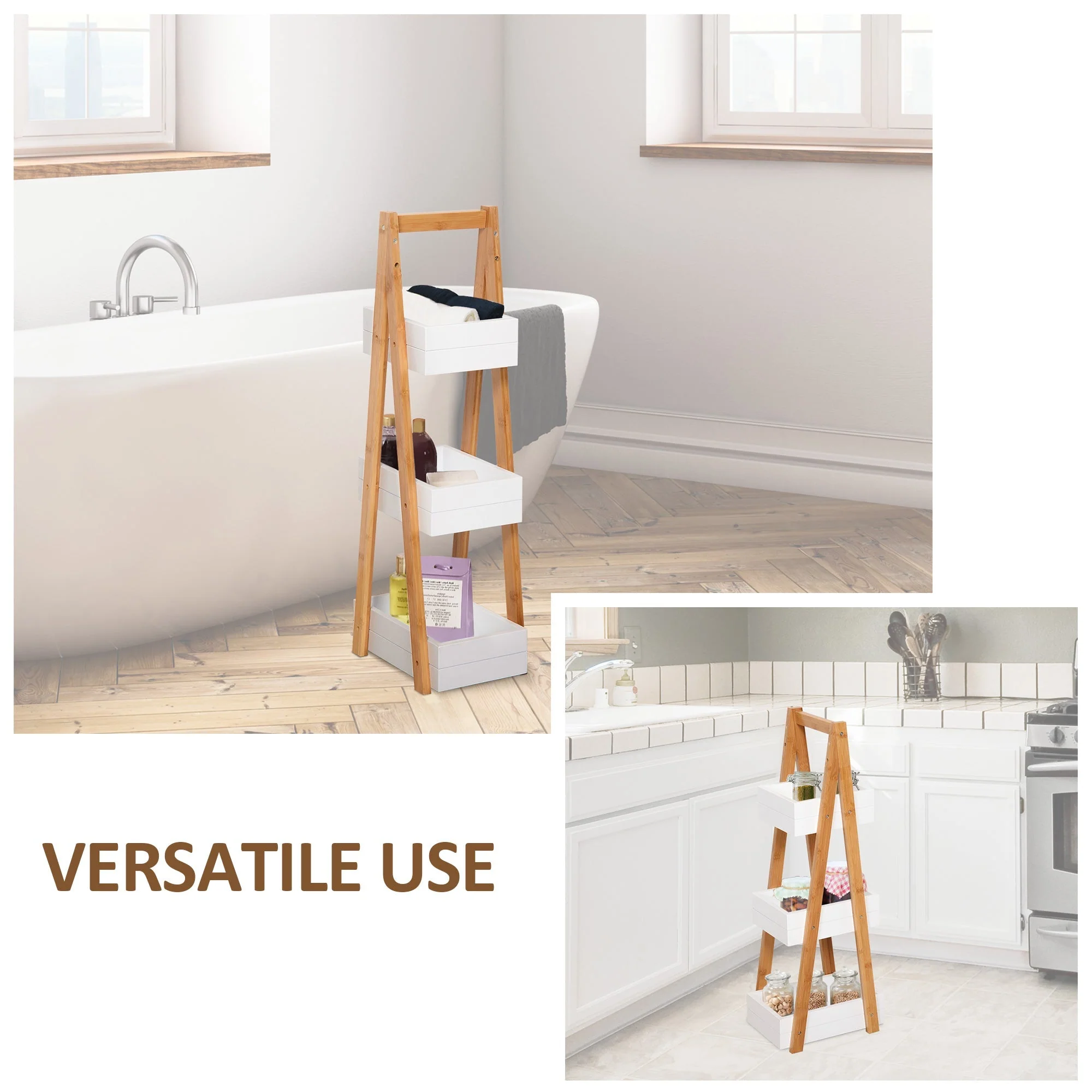 3 Tier Bathroom Shower Caddy Freestanding Rack Storage Unit Shelf Organiser - Image 7