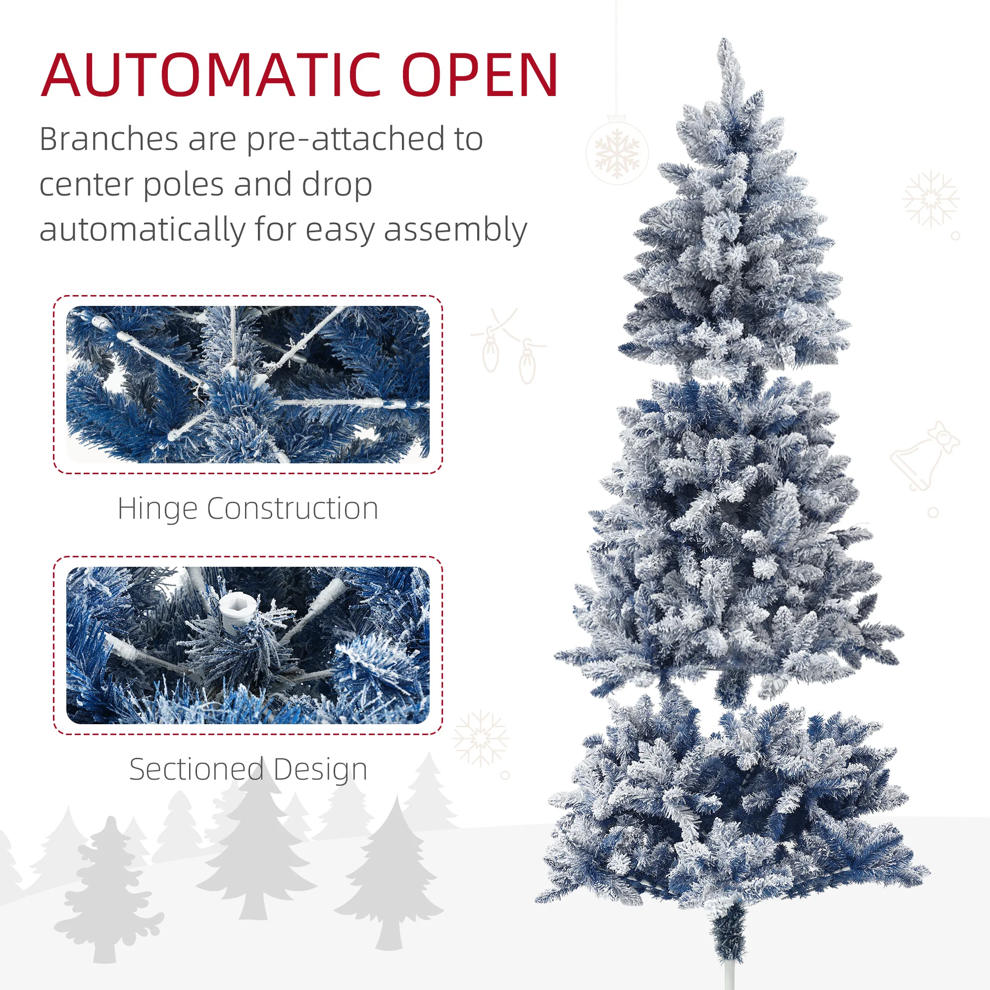 6ft Christmas Tree Artificial - White Frosted Green 700 Tips - Image 6