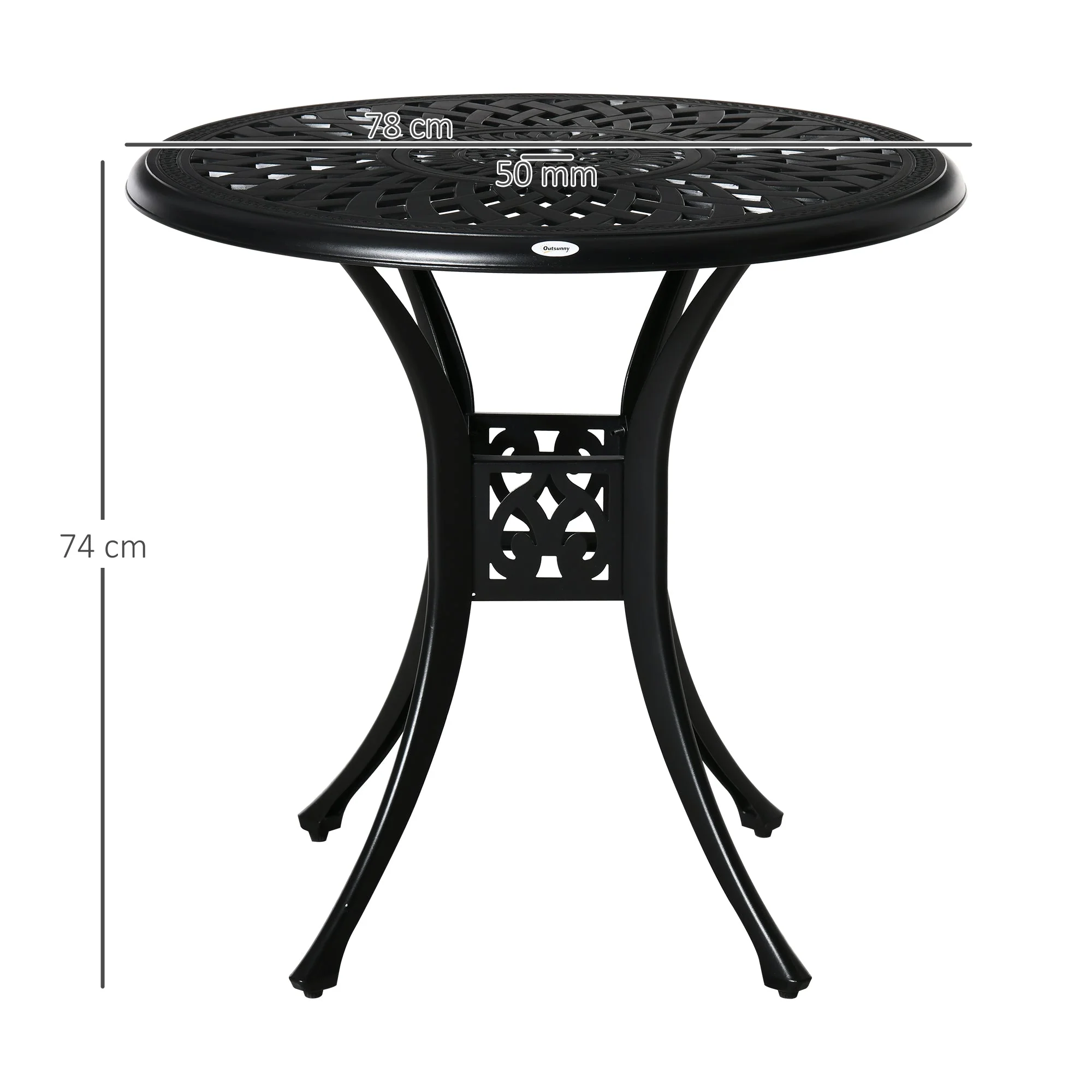 78cm Round Garden Dining Table Bistro Set with Parasol Hole - Image 3