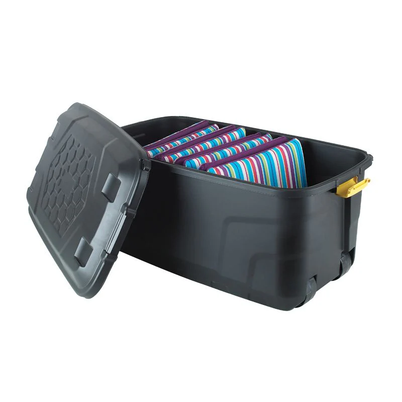 8 x Plastic Storage Box 145 Litres Extra Large - Black Heavy Duty by Strata - Image 6