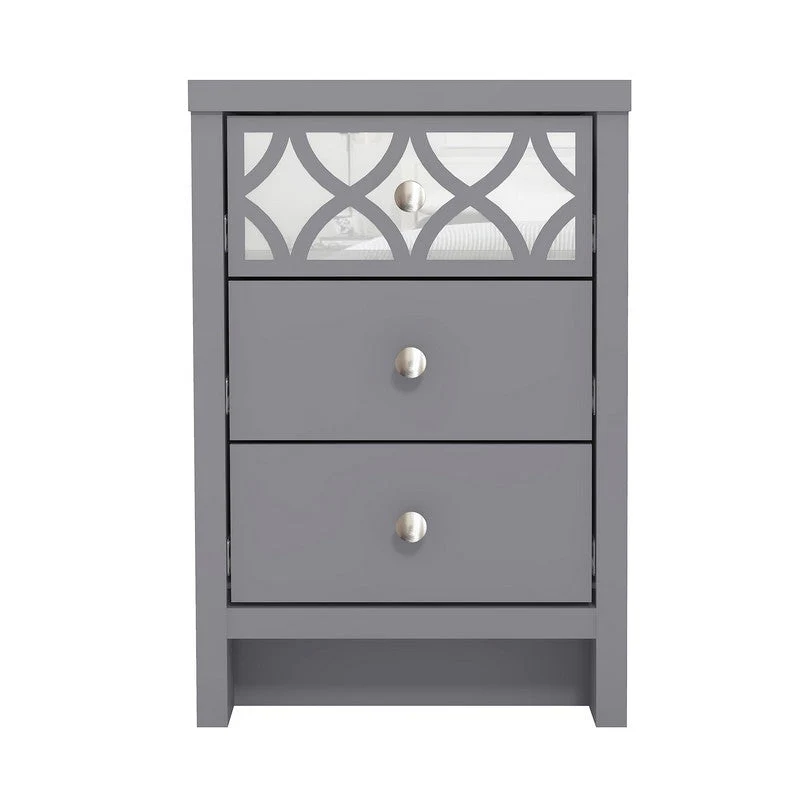 Arianna Slim Bedside Table Grey 3 Drawers - Image 3