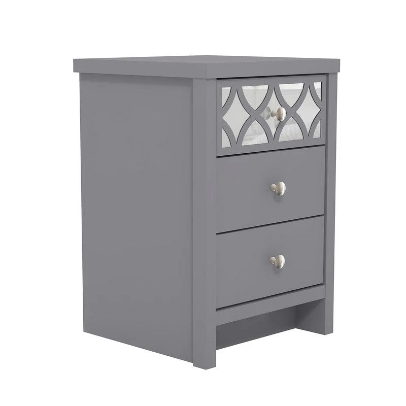 Arianna Slim Bedside Table Grey 3 Drawers - Image 4