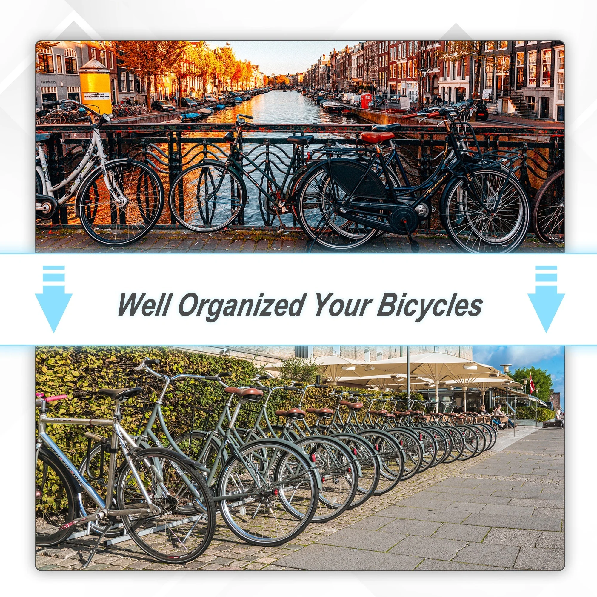 Bike Stand Parking Rack Floor or Wall Mount Bicycle Cycle Storage Locking Stand 76L x 33W x 27H 3 Racks - Image 7