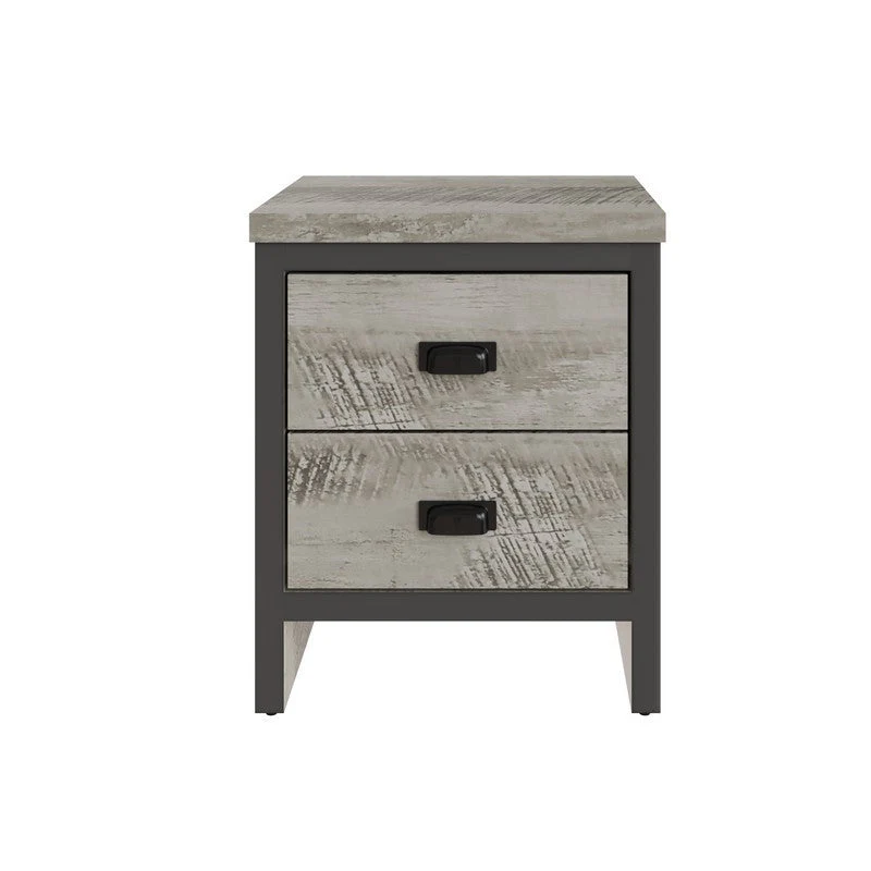 Boston Bedside Table Grey 2 Drawers - Image 4