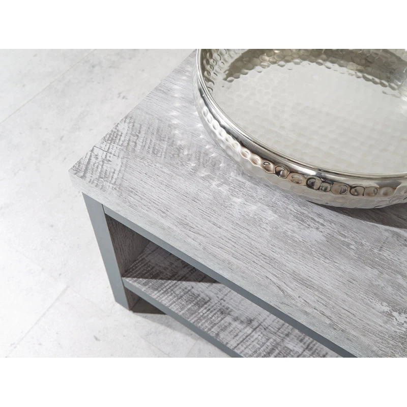 Boston Coffee Table Metal & Wood Grey 1 Shelf - Image 6