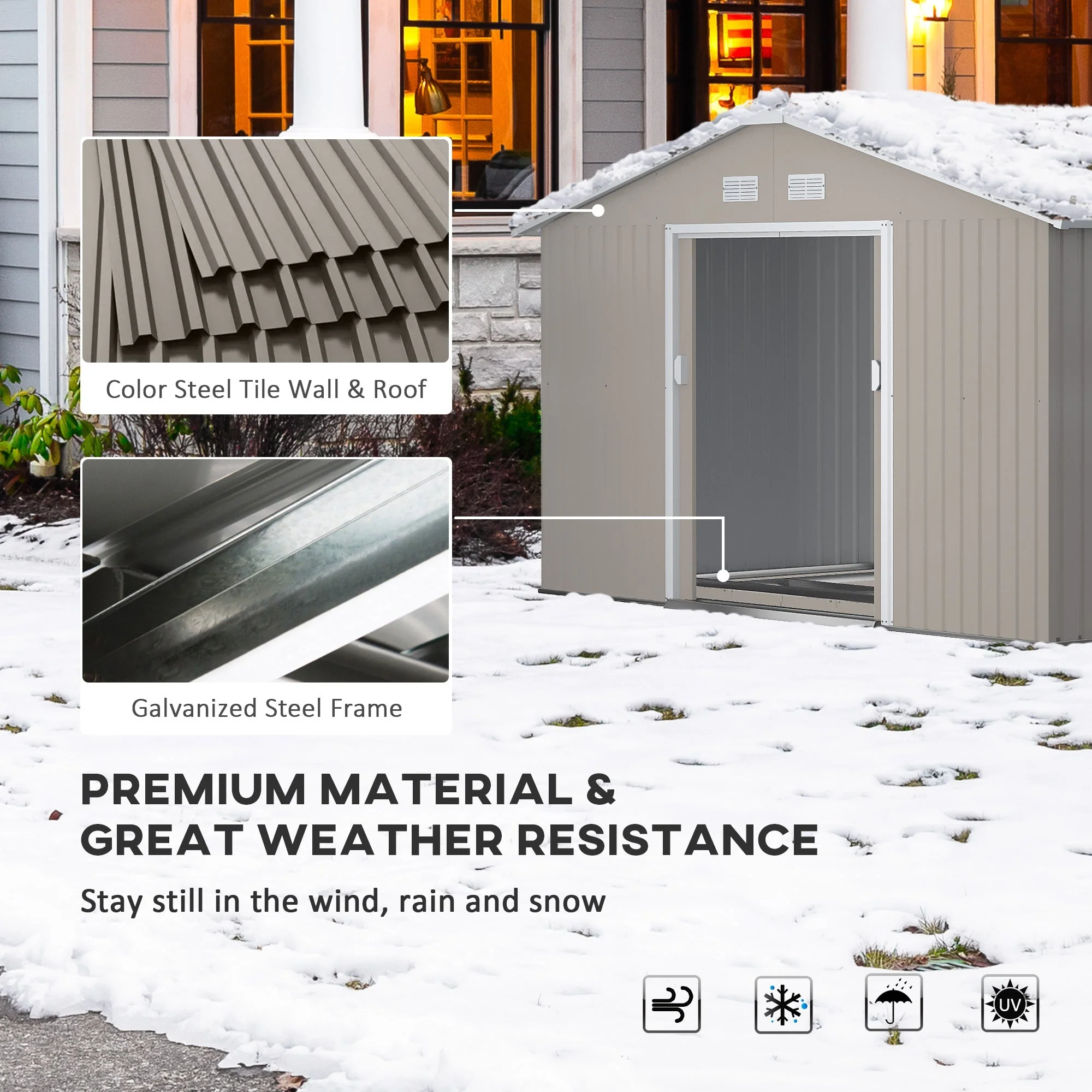 Galvanised 13 x 11' Sliding Double Door Apex Garden Shed With Ventilation Steel Light Grey by Steadfast - Image 4