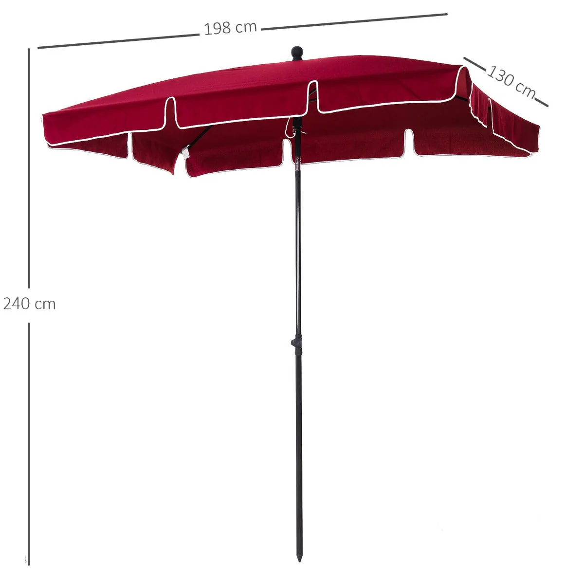 Garden Parasol Umbrella Red - Image 3