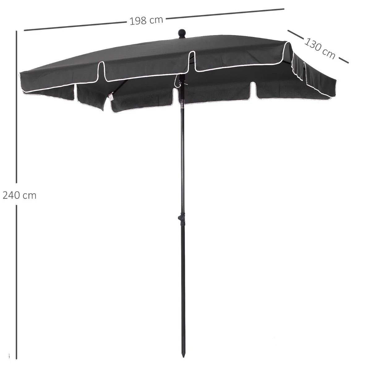 Garden Parasol Umbrella Charcoal - Image 3