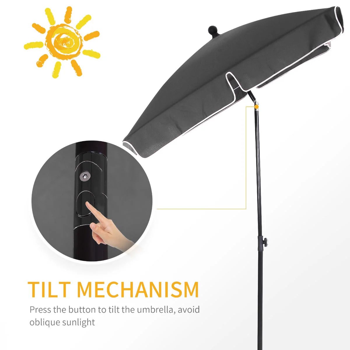 Garden Parasol Umbrella Charcoal - Image 4