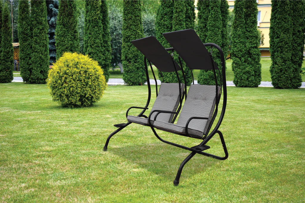 Hartwell Garden Swing Seat by Croft - 2 Seats Grey & White Cushions