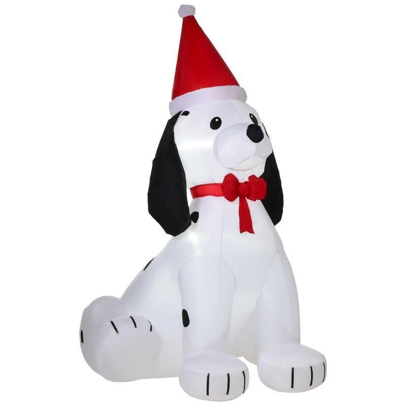Homcom 6 Foot Inflatable Christmas Puppy Dog with Santa Hat Lighted Blow Up Decoration - Image 2