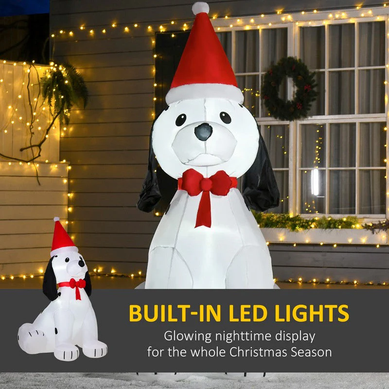 Homcom 6 Foot Inflatable Christmas Puppy Dog with Santa Hat Lighted Blow Up Decoration - Image 4