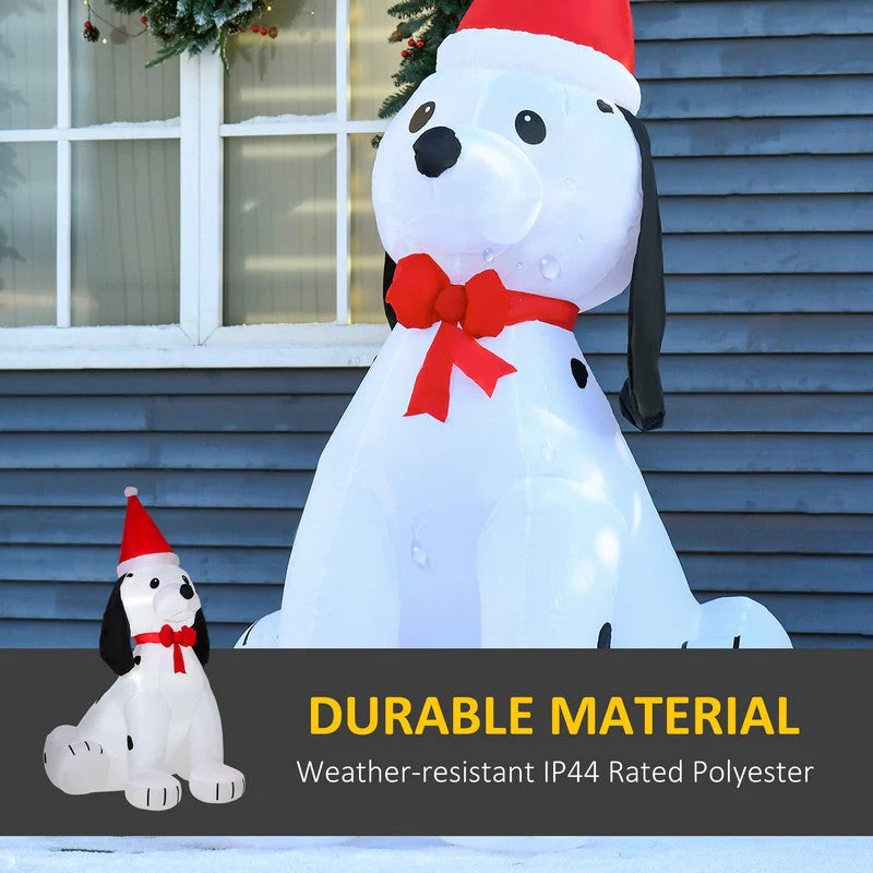 Homcom 6 Foot Inflatable Christmas Puppy Dog with Santa Hat Lighted Blow Up Decoration - Image 5