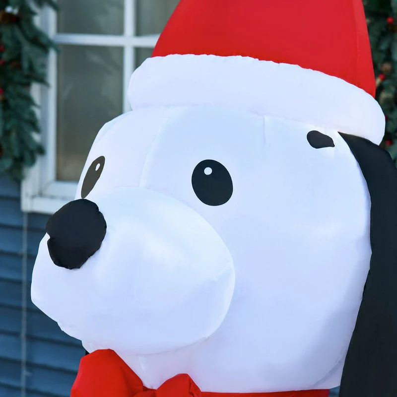 Homcom 6 Foot Inflatable Christmas Puppy Dog with Santa Hat Lighted Blow Up Decoration - Image 9