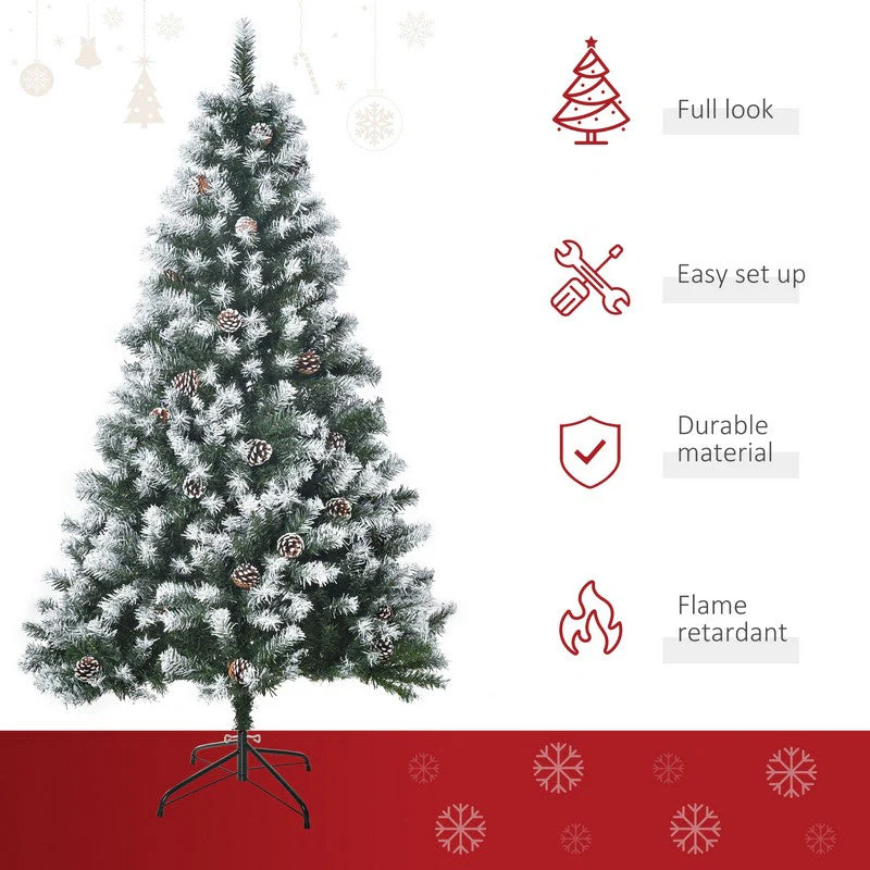 Homcom 5 Foot Artificial Christmas Tree with Pine Cones - Image 4