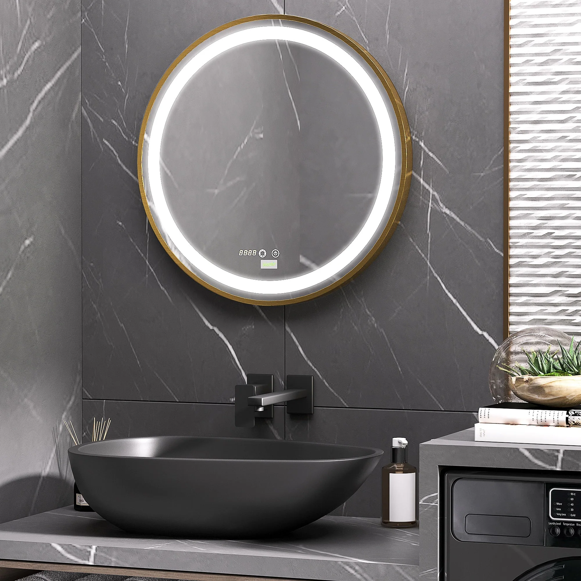 kleankin Round LED Bathroom Mirror - Image 2