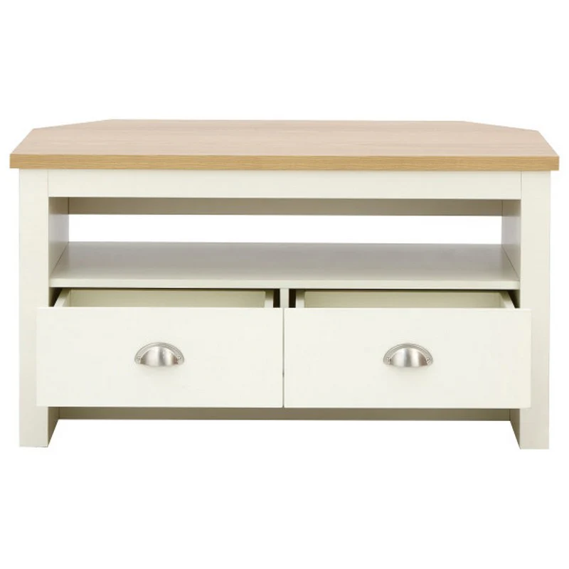 Lancaster Corner TV unit Cream 1 Shelf 2 Drawers - Image 10