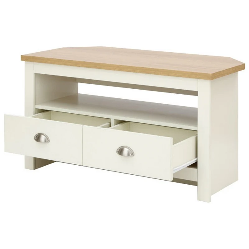 Lancaster Corner TV unit Cream 1 Shelf 2 Drawers - Image 8