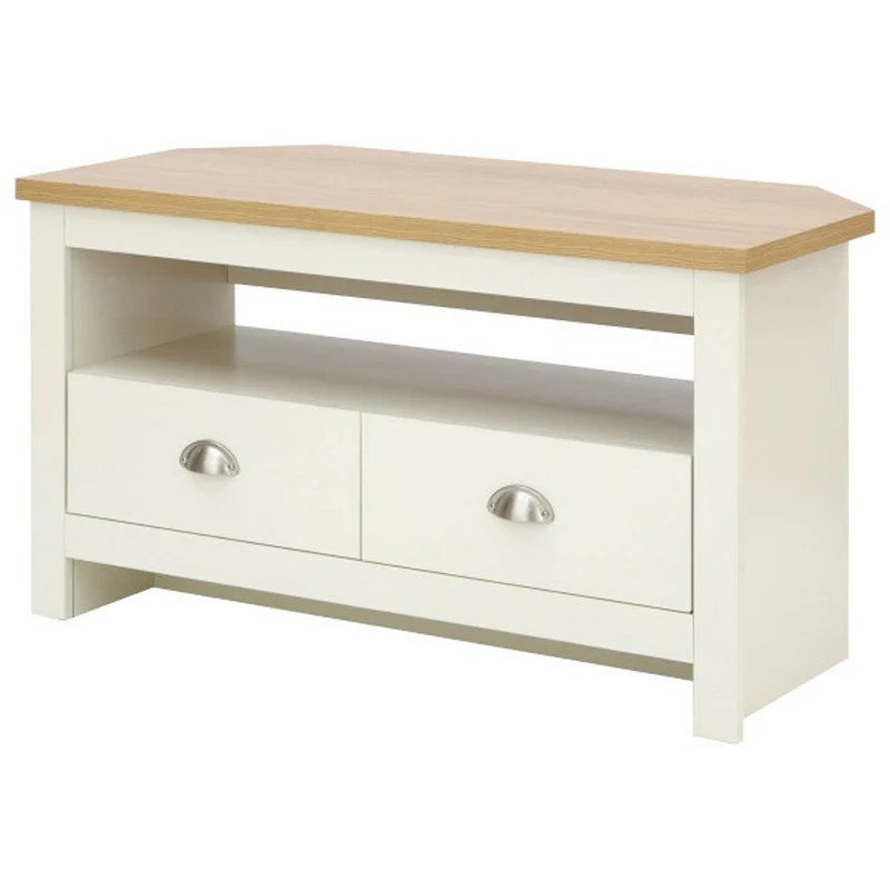 Lancaster Corner TV unit Cream 1 Shelf 2 Drawers - Image 9