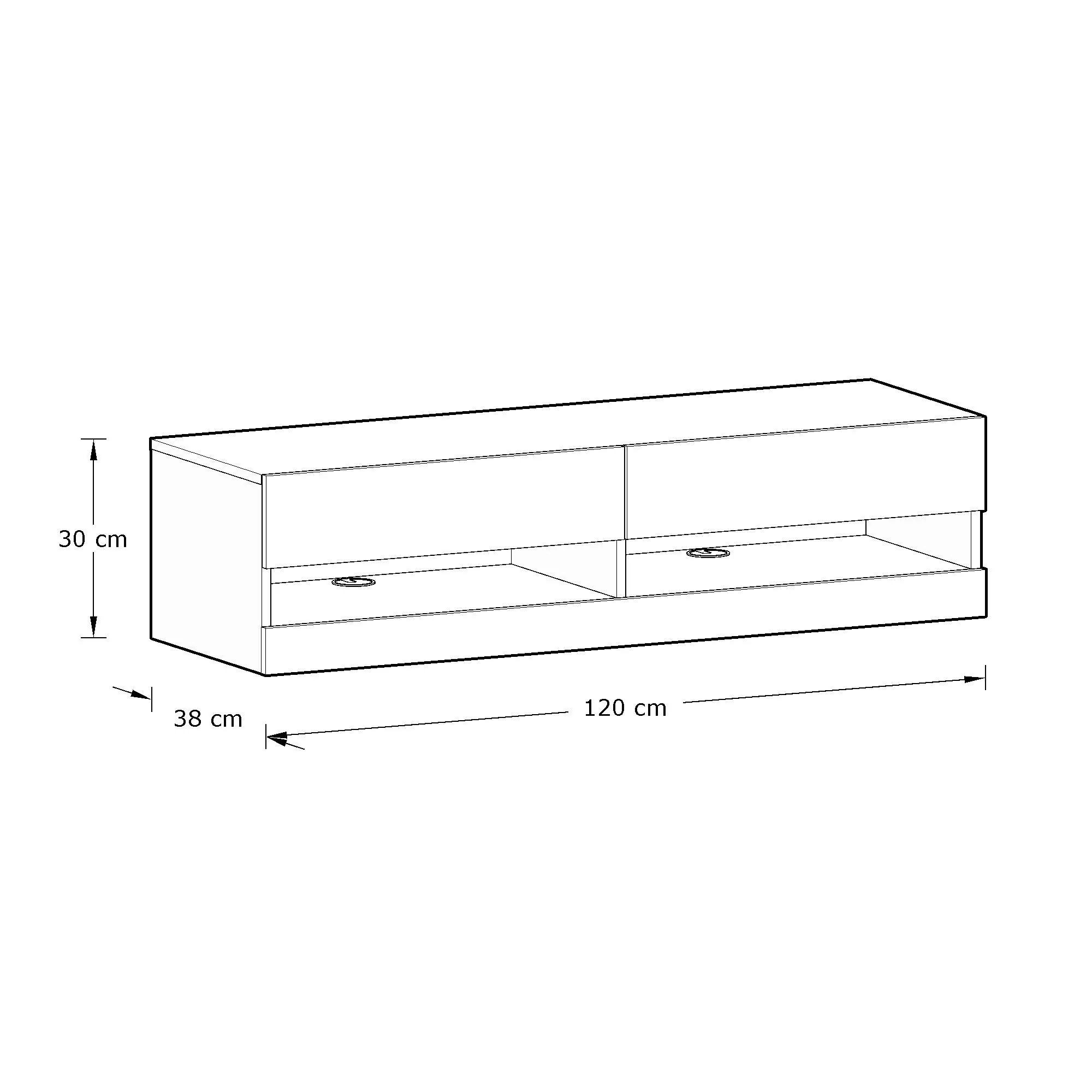 Leon TV Unit Grey 2 Shelves 2 Drawers - Image 6
