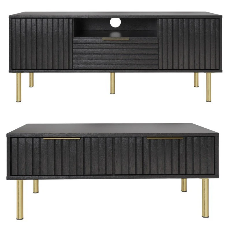 Nervata Coffee Table Black 2 Drawers - Image 2