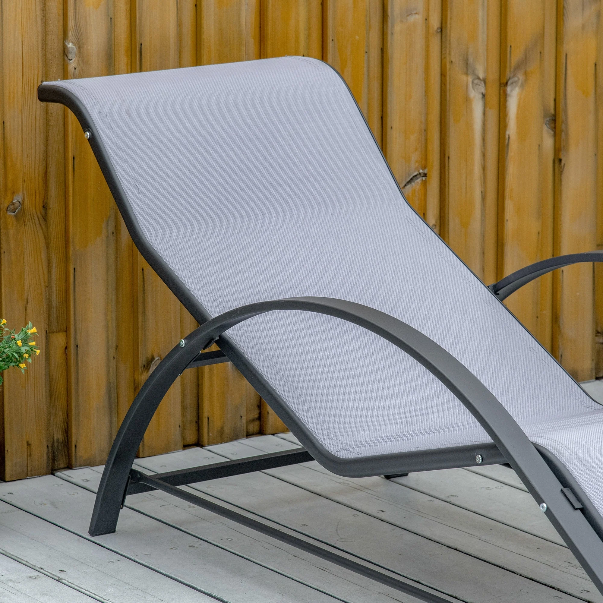 3 Pieces Lounge Chair Set Metal Frame Garden Outdoor Recliner Chair with Table - Image 8