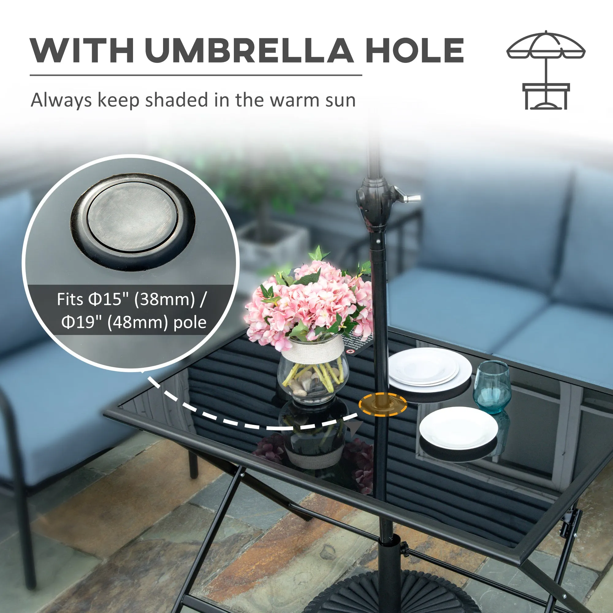 Outsunny Folding Outdoor Dining Table - Image 4