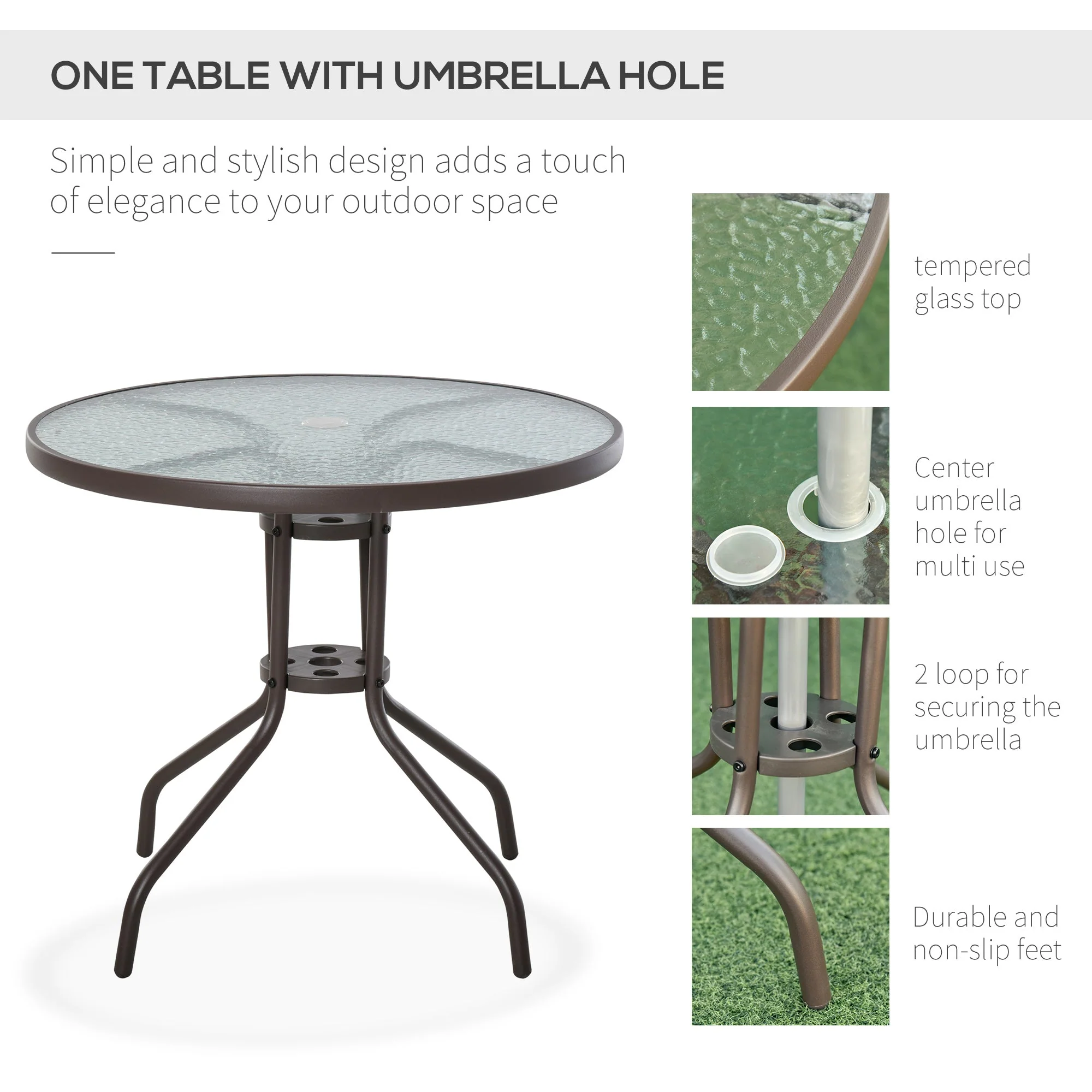 Garden Patio  Folding Chairs Plus Table and Parasol Furniture Bistro Set 6 Pieces - Image 5