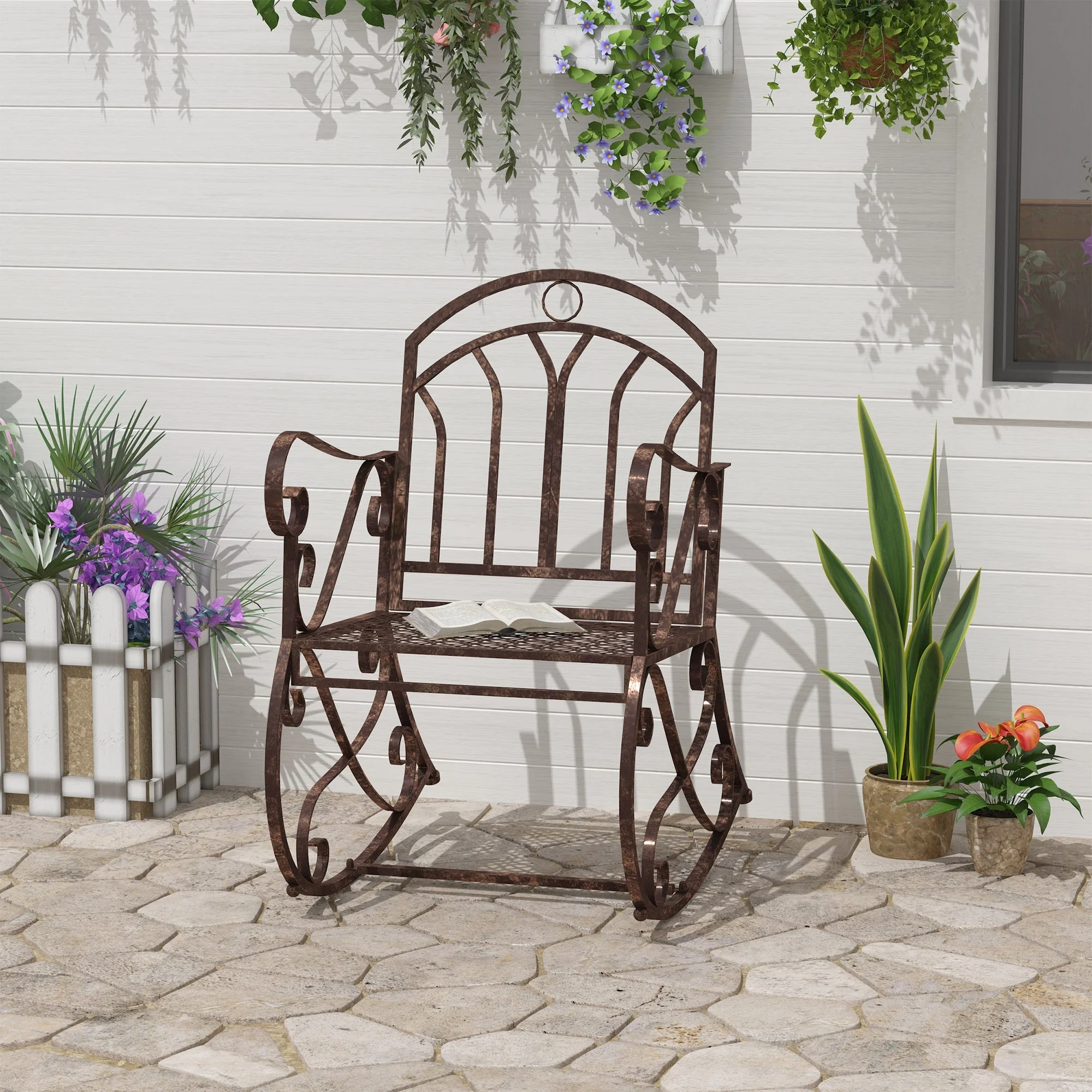 Metal Single Chair 1 Seater Garden Outdoor Rocking Chair
