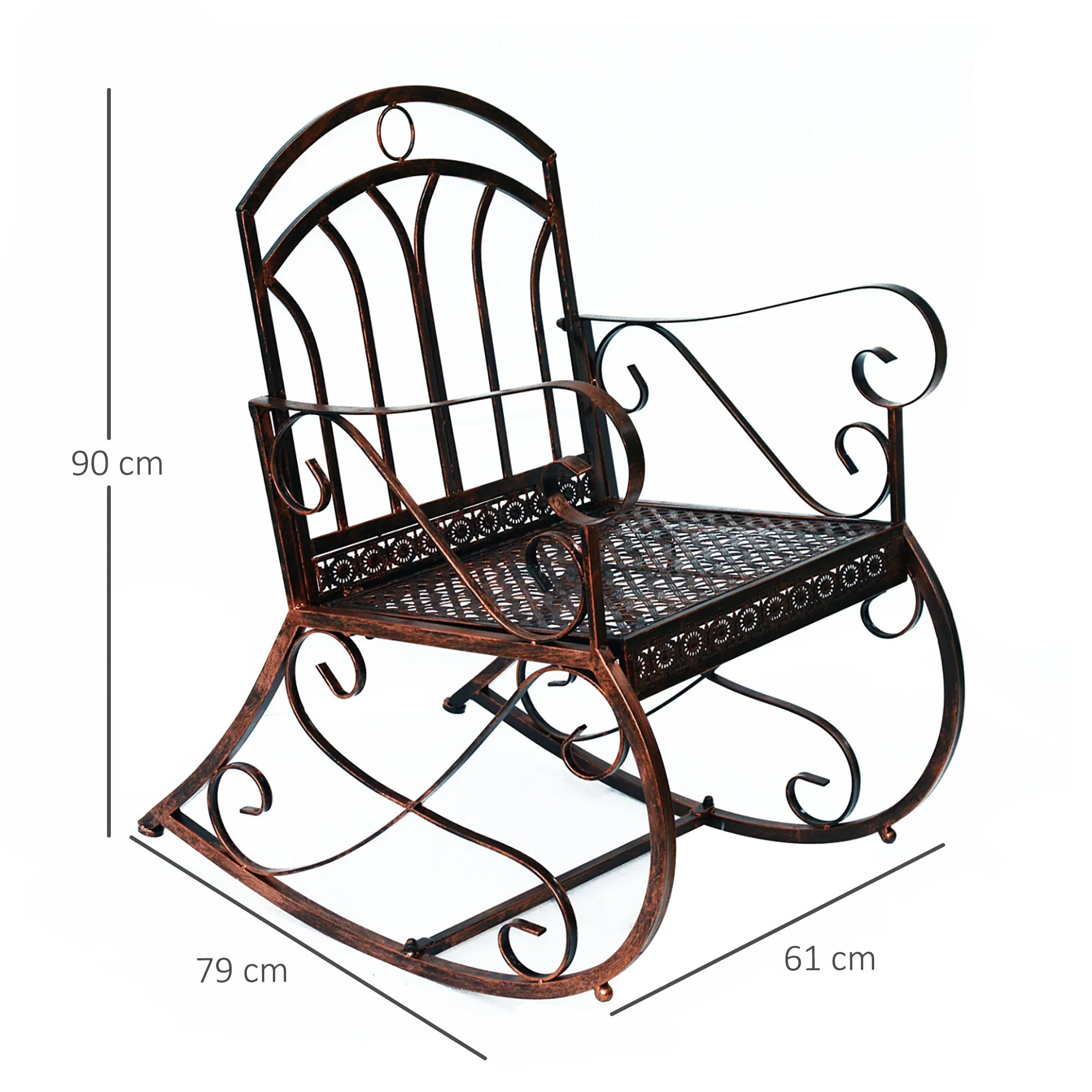 Metal Single Chair 1 Seater Garden Outdoor Rocking Chair - Image 3