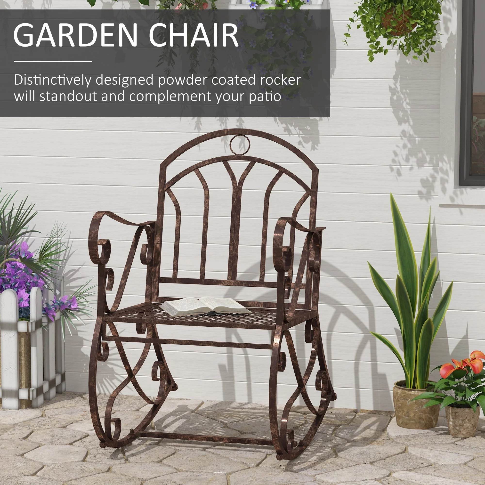 Metal Single Chair 1 Seater Garden Outdoor Rocking Chair - Image 4