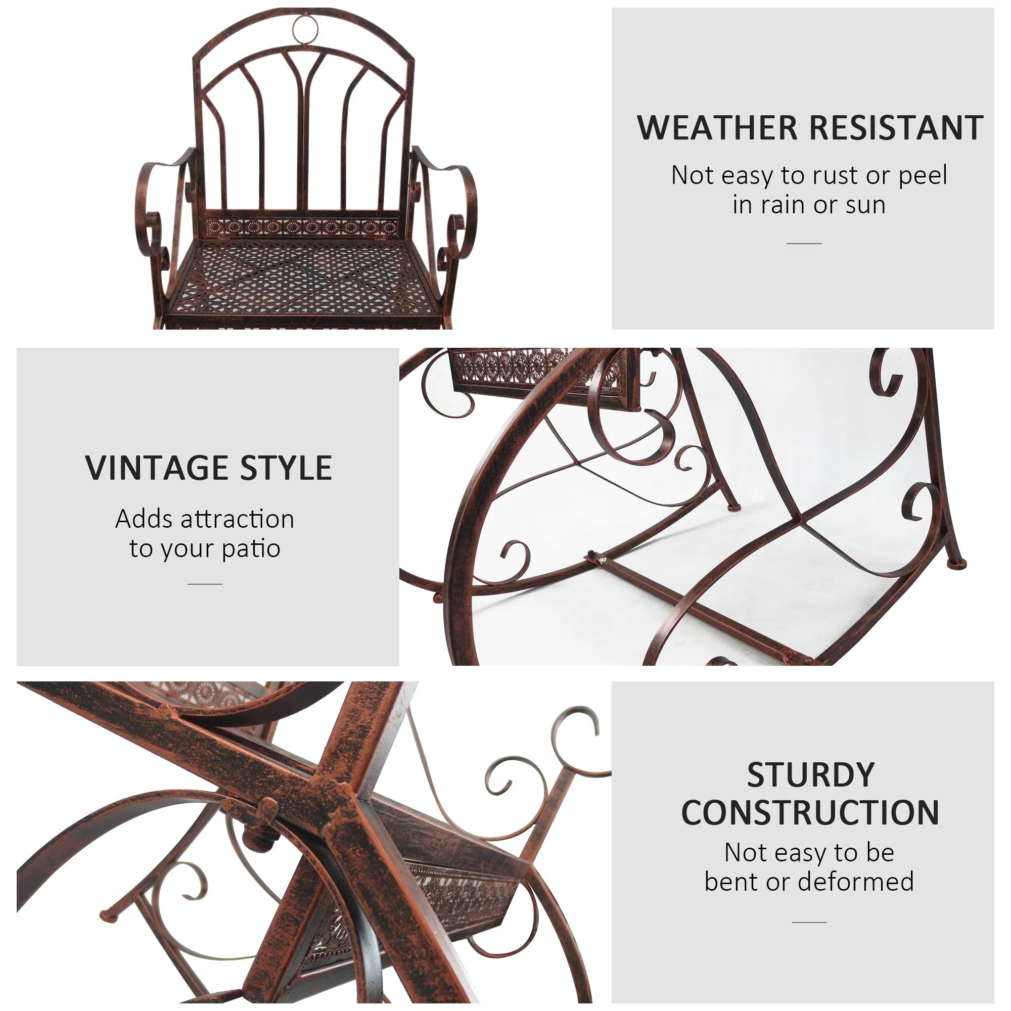 Metal Single Chair 1 Seater Garden Outdoor Rocking Chair - Image 5