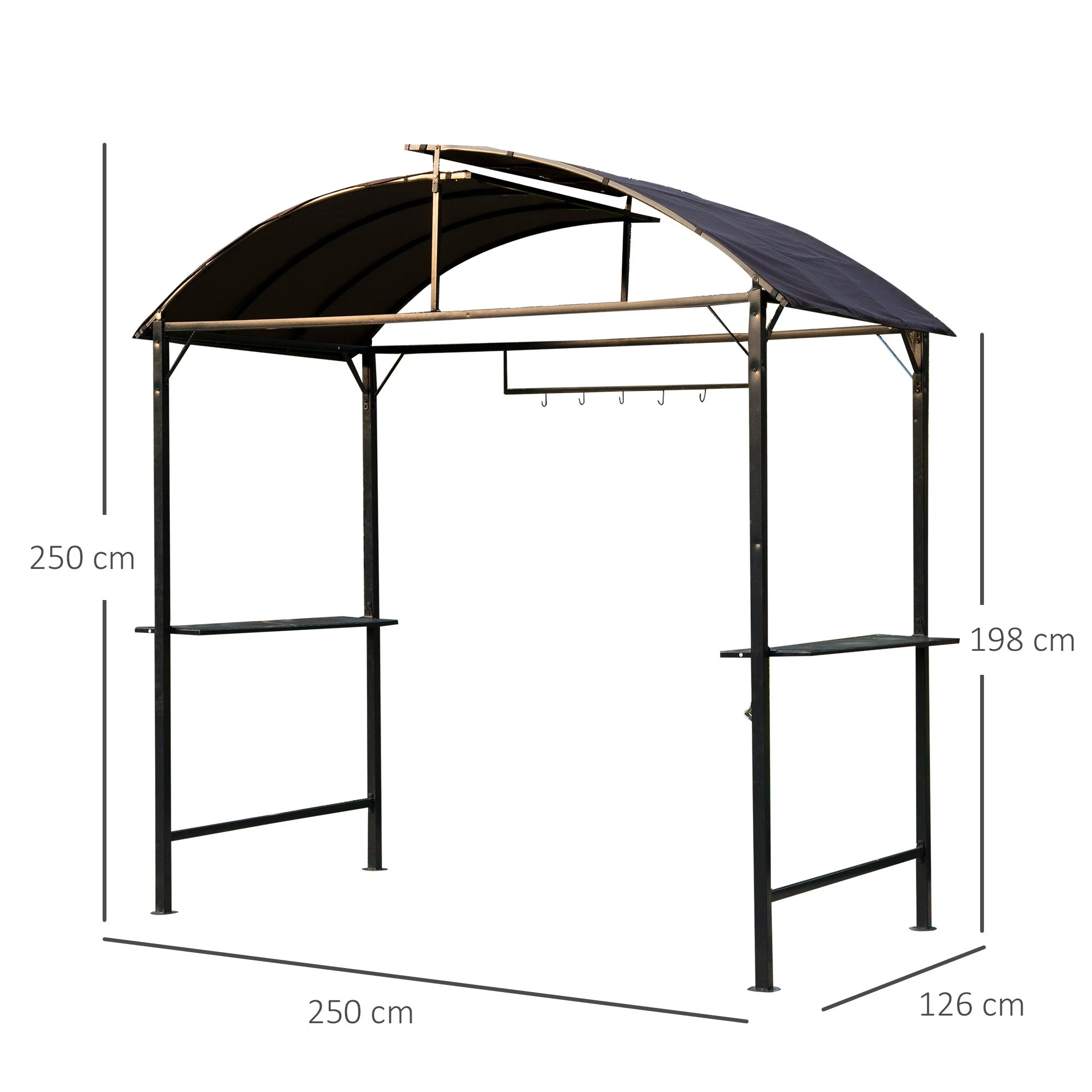 Outsunny 2.5 x 1.2M Metal BBQ Shelter - Coffee - Image 3