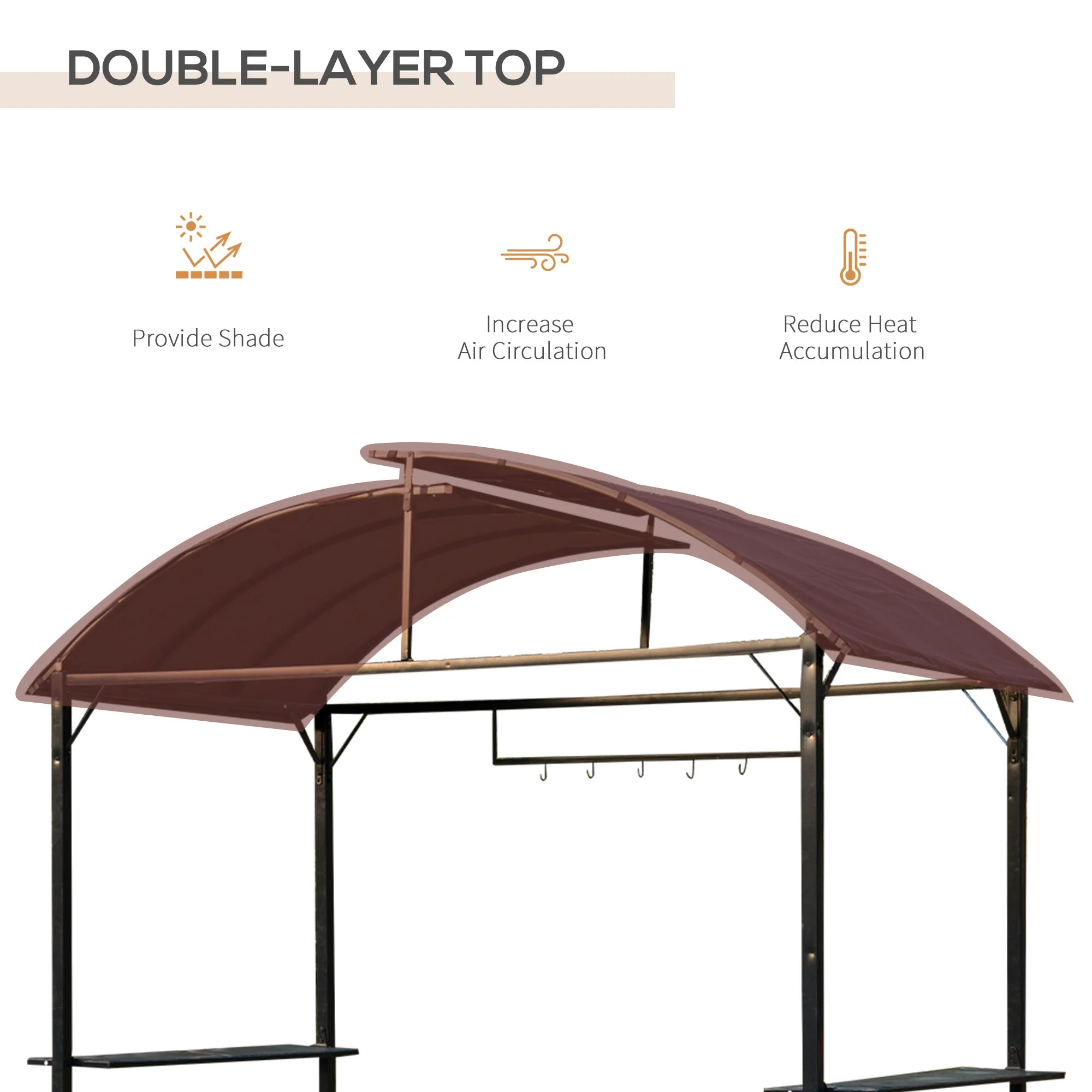 Outsunny 2.5 x 1.2M Metal BBQ Shelter - Coffee - Image 4
