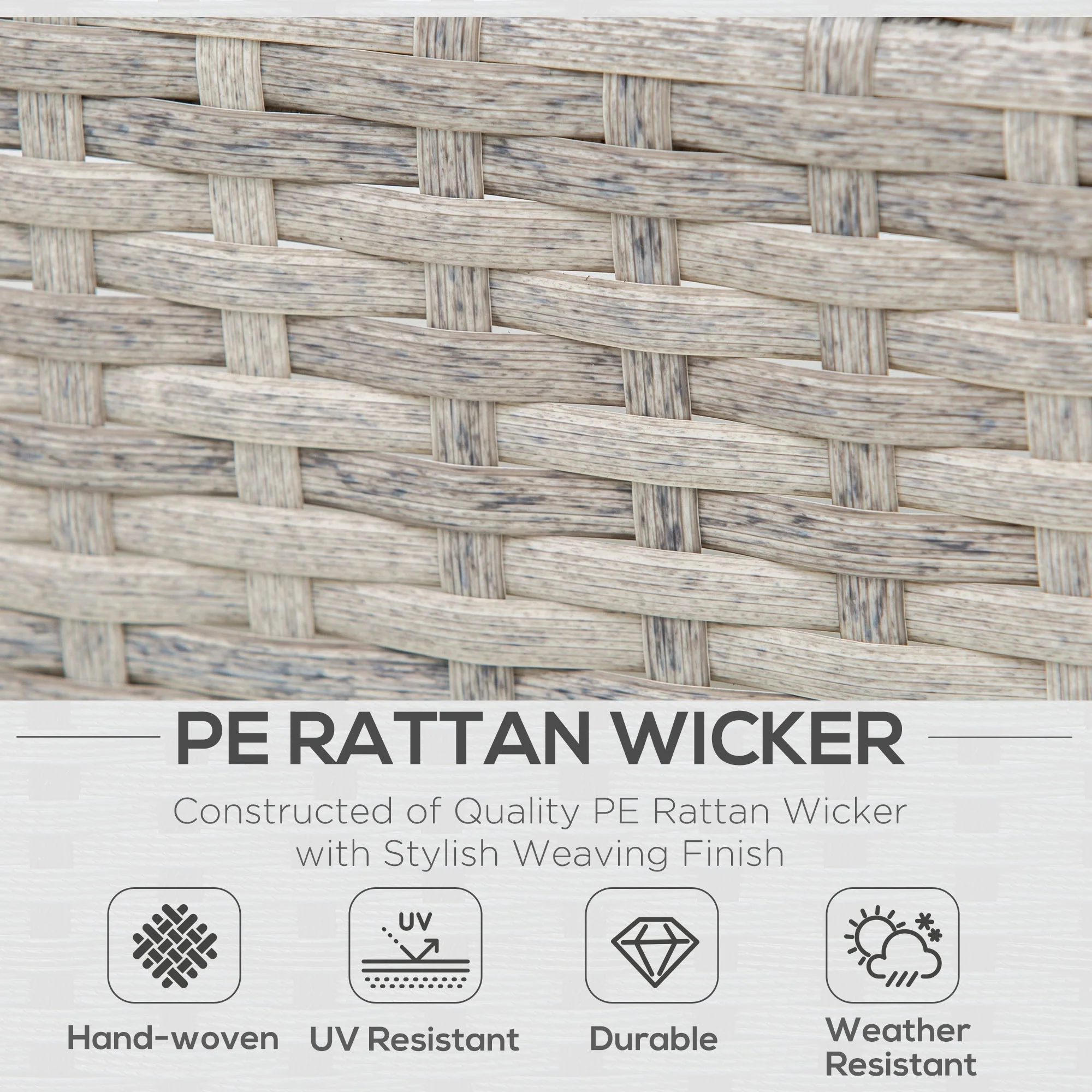 Outsunny Three-Piece Corner Rattan Set With Glass Tables - Image 4