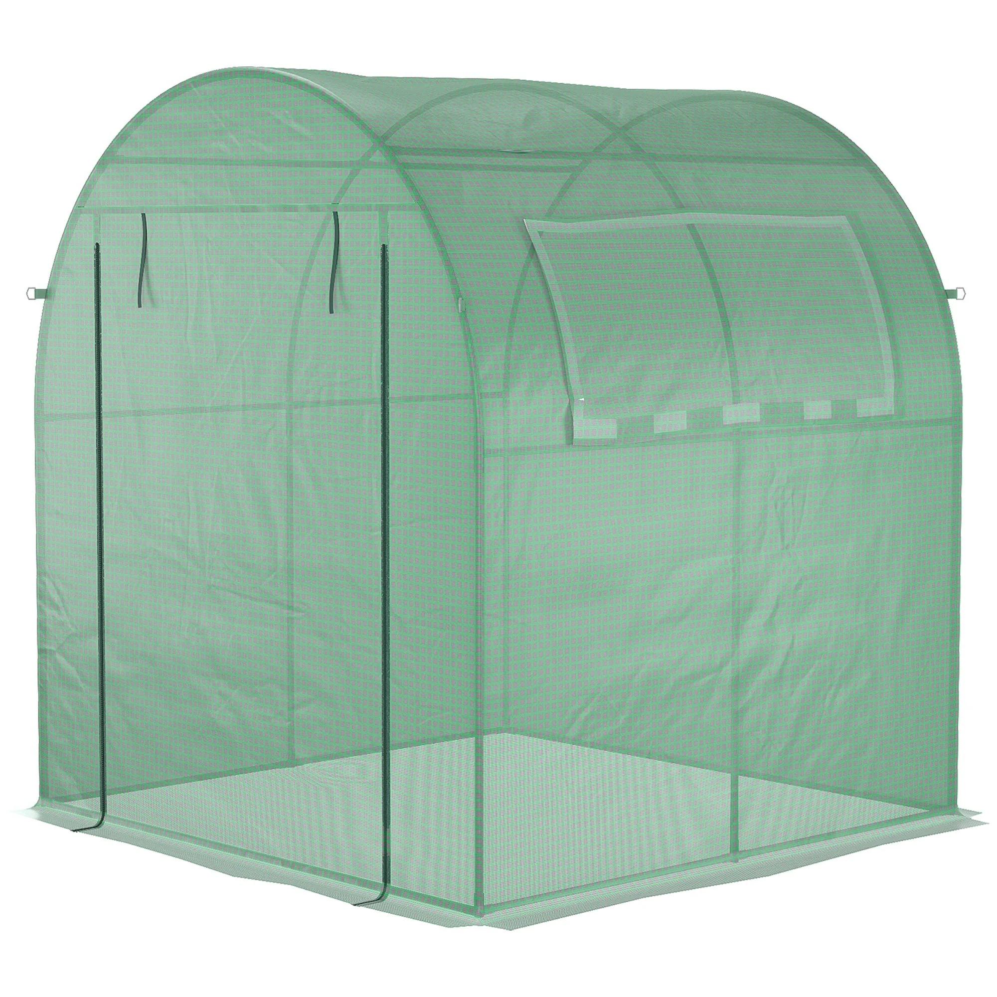 Outsunny Walk In Polytunnel Greenhouse Green House For Garden With Roll-Up Window And Door 1.8 X 1.8 X 2 M Green - Image 8