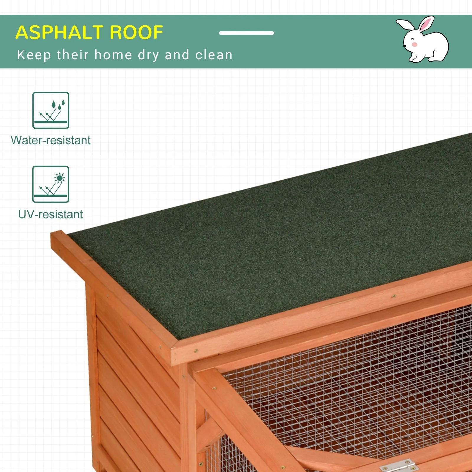 PawHut Rabbit Hutch Off-ground Small Animal Guinea Pig House 125.5 x 100 x 49cm - Image 5