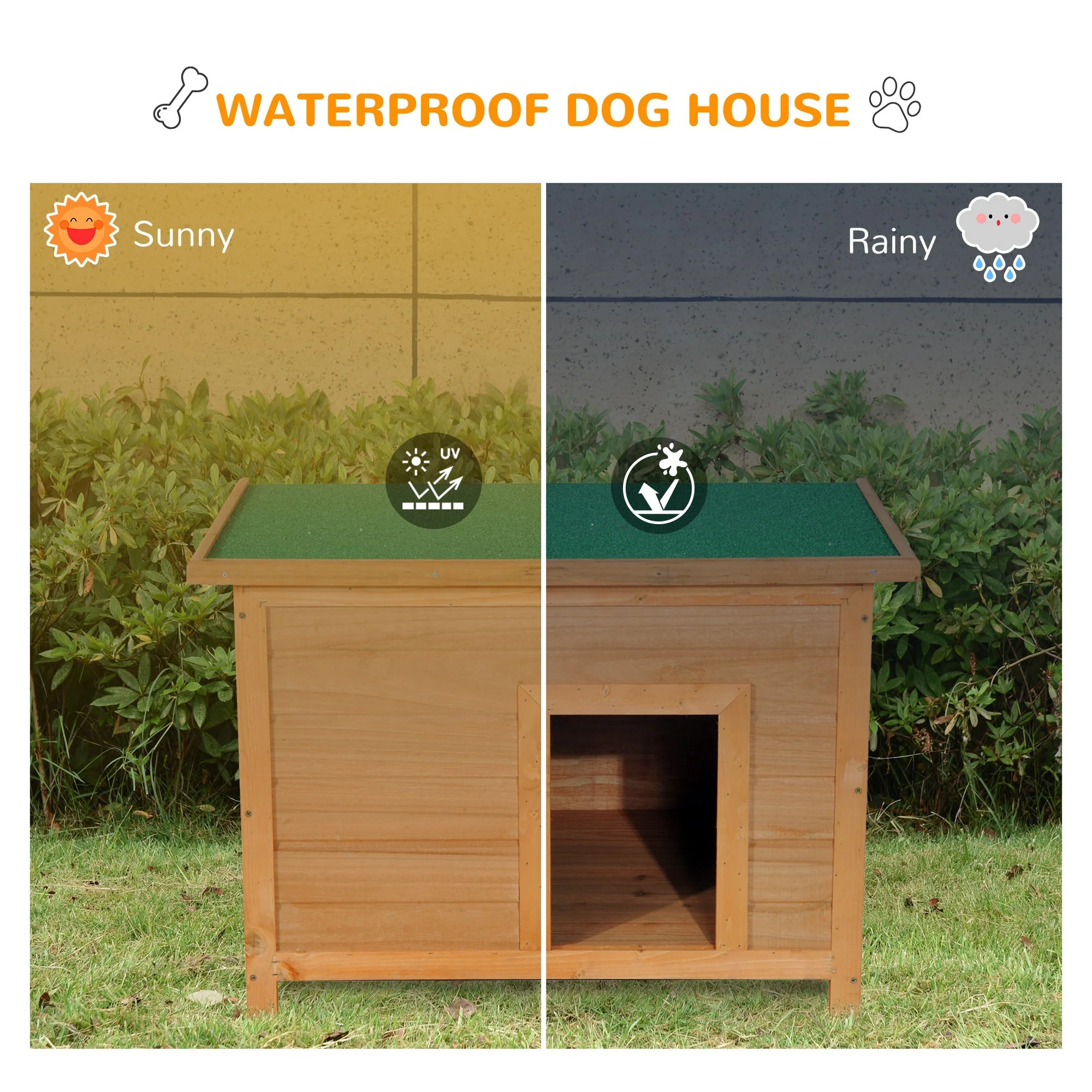 PawHut Wooden Dog Kennel Elevated Dog Pet House w/ Open Top 82W x 58D x 58H cm - Image 6