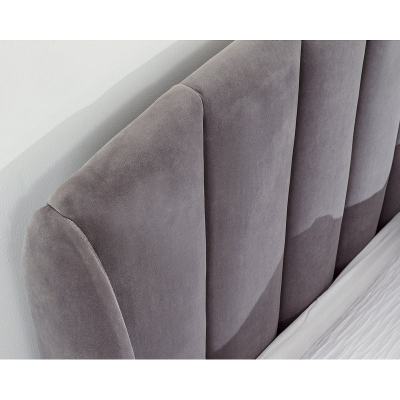 Pettine King Size Ottoman Bed Wood & Fabric Grey 5 x 7ft - Image 5