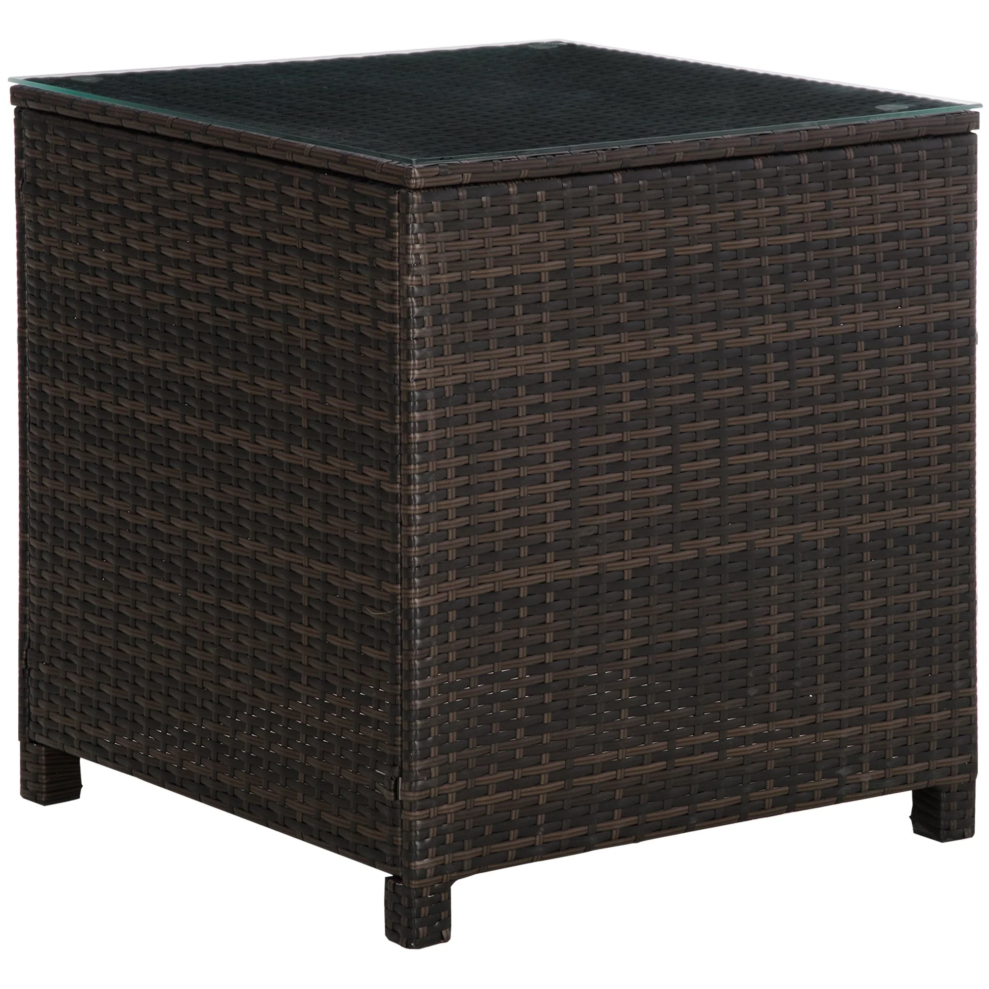 Rattan Garden Furniture Side Table Glass Top - Image 2