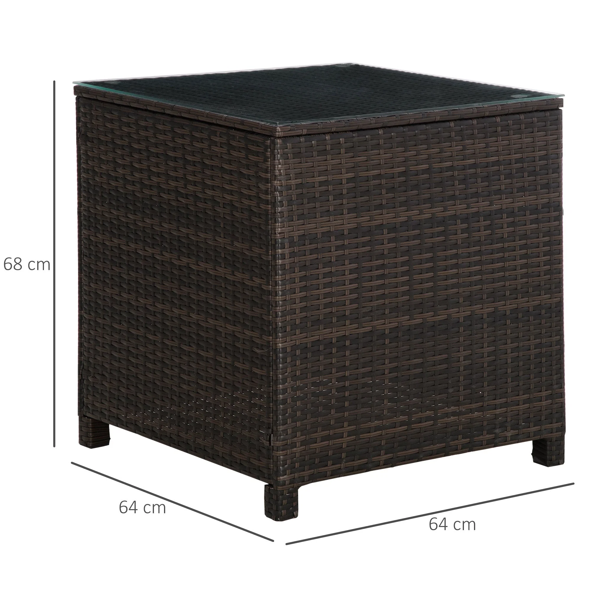 Rattan Garden Furniture Side Table Glass Top - Image 3