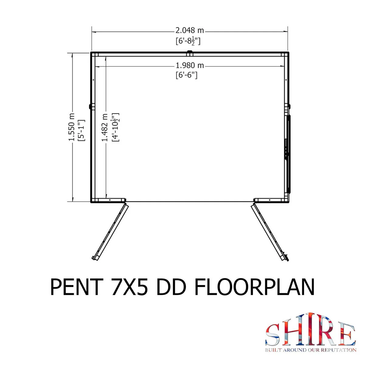 Shire 5' 8" x 6' 10" Pent Shed - Premium Dip Treated Shiplap - Image 10