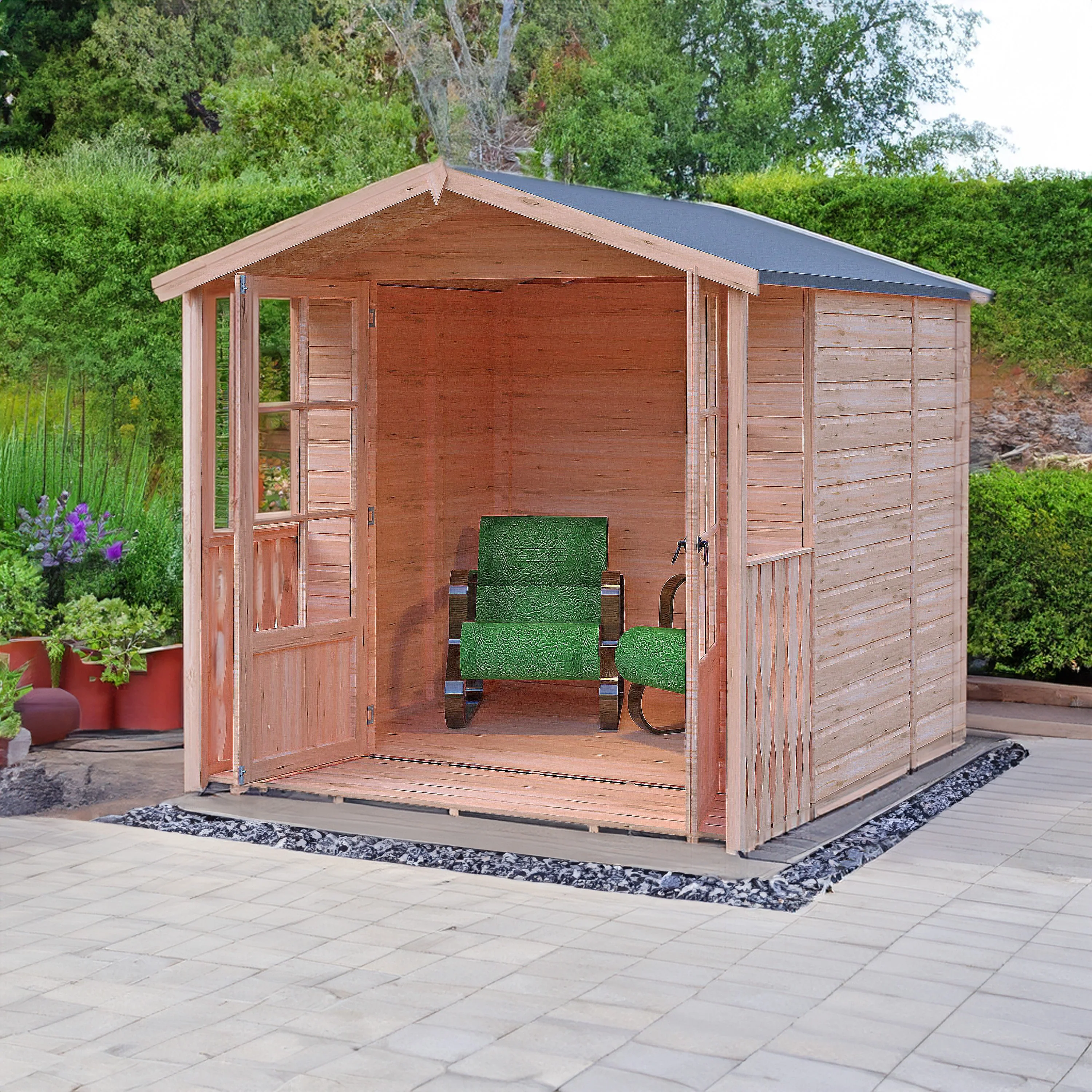 Alnwick 4' 10" x 6' 8" Apex Summerhouse - Premium Dip Treated Shiplap - Image 2