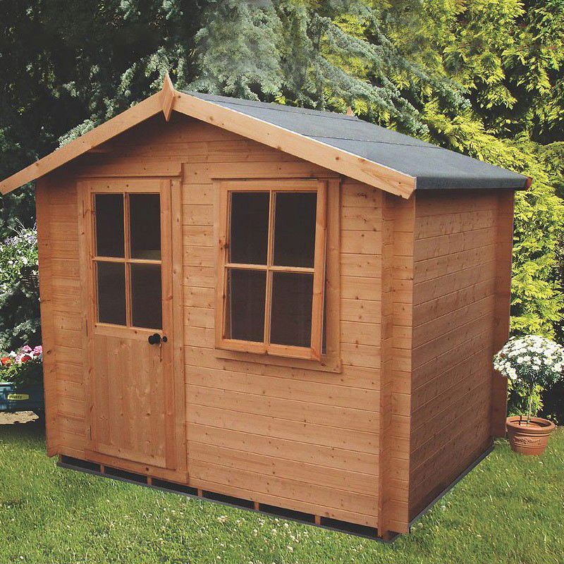 Avesbury 7' x 7' 10" Apex Log Cabin - Premium 19mm Cladding Log Clad