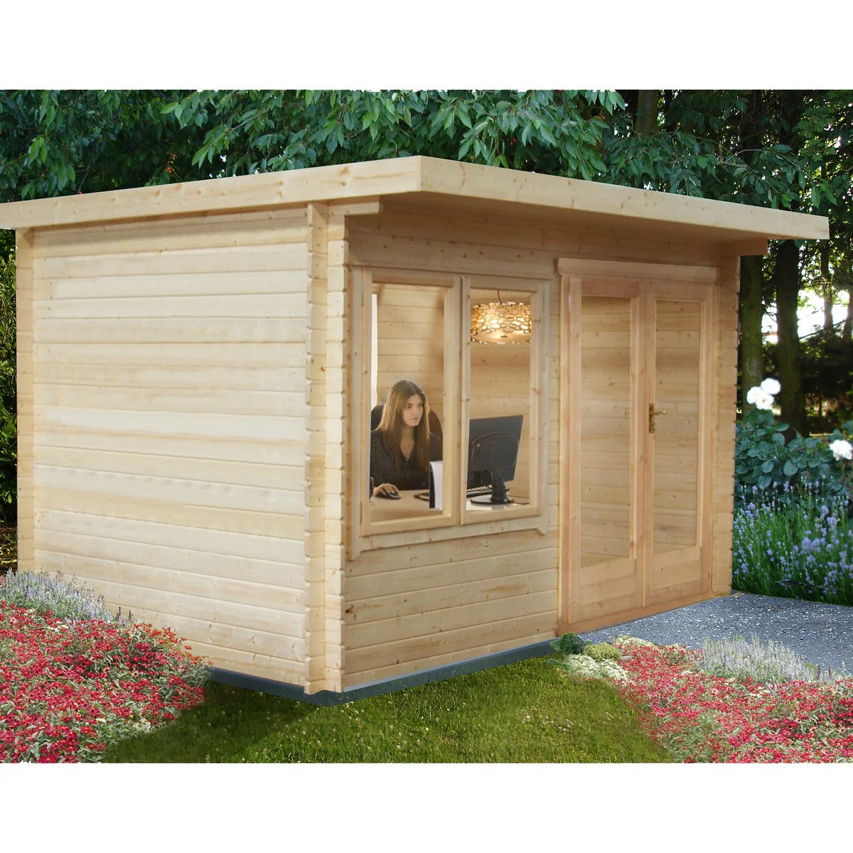 Shire Belgravia 9' 9" x 11' 9" Pent Log Cabin - Premium 44mm Cladding Tongue & Groove - Image 2