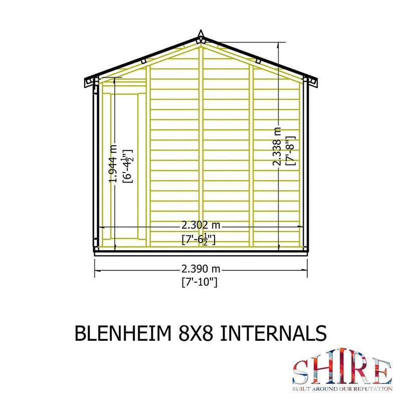 Shire Blenheim 7' 10" x 7' 10" Reverse Apex Summerhouse - Premium Dip Treated Shiplap - Image 10