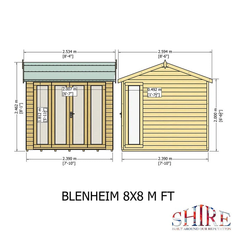 Shire Blenheim 7' 10" x 7' 10" Reverse Apex Summerhouse - Premium Dip Treated Shiplap - Image 11
