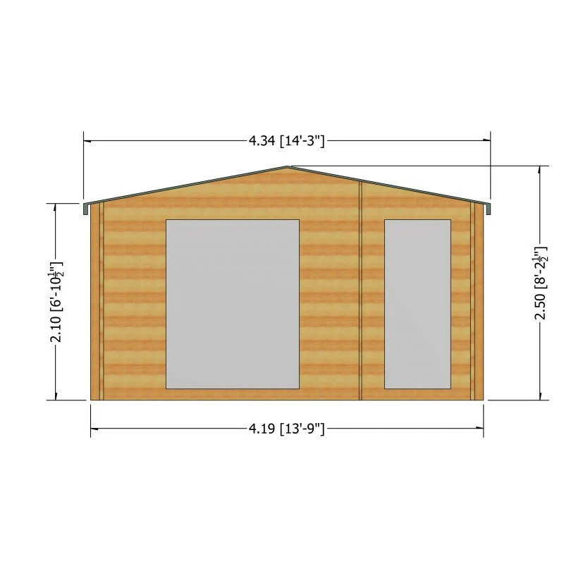 Shire Bourne 13' 8" x 11' 9" Apex Log Cabin - Premium 70mm Cladding Tongue & Groove - Image 3