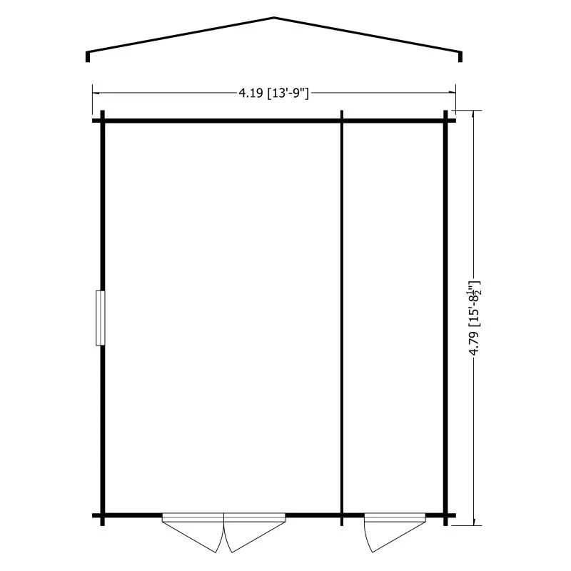Shire Bourne 13' 8" x 15' 8" Apex Log Cabin - Premium 44mm Cladding Tongue & Groove - Image 2