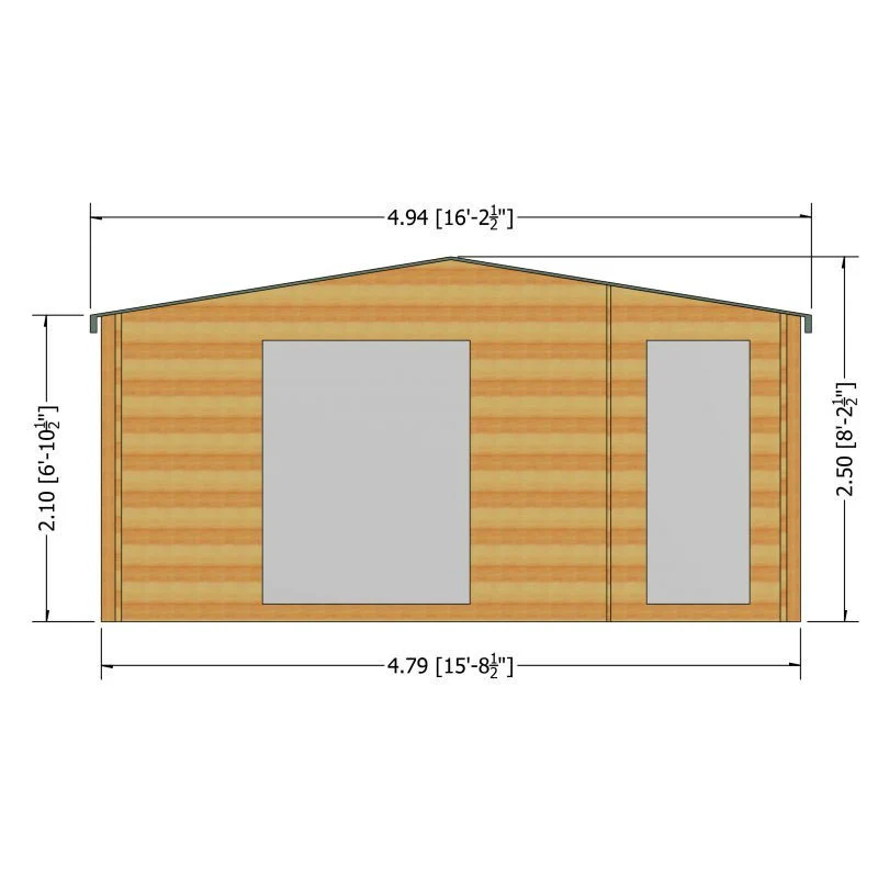 Shire Bourne 15' 6" x 11' 9" Apex Log Cabin - Premium 44mm Cladding Tongue & Groove - Image 3